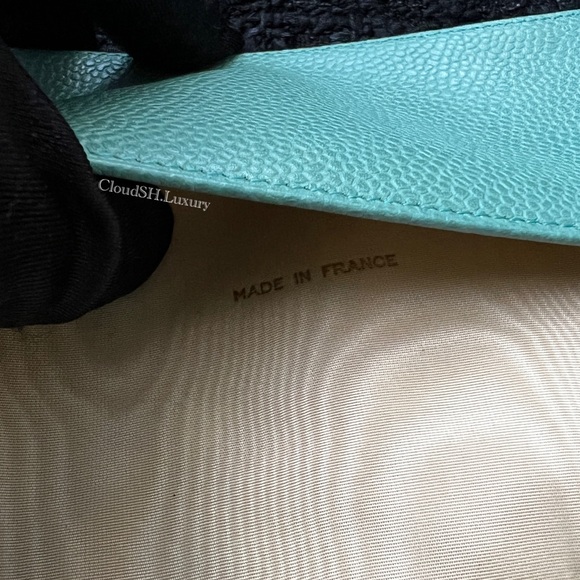 Auth Chanel CC Logo MEDIUM Turquoise Blue Caviar Agenda Cover w/Gold Hdw - Picture 13 of 16